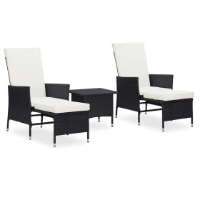 Garden furniture and cushions set 3 pieces black synthetic rattan by vidaXL, Garden sets - Ref: Foro24-3059371, Price: 274,45...