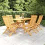7-piece solid teak wood garden dining set by vidaXL, Garden sets - Ref: Foro24-3059594, Price: 532,00 €, Discount: %