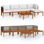 Muebles de jardín 6 pzas cojines crema madera maciza de acacia de vidaXL, Conjuntos de jardín - Ref: Foro24-3057881, Precio: ...