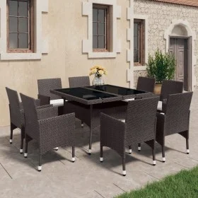 Garden furniture 9 pieces synthetic rattan and brown glass by vidaXL, Garden sets - Ref: Foro24-3058341, Price: 681,53 €, Dis...