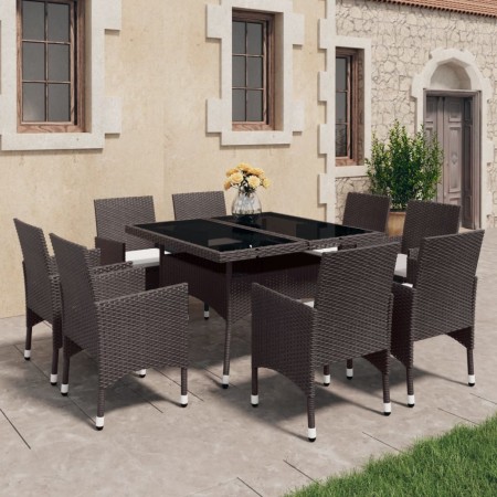 Gartenmöbel 9-teilig aus synthetischem Rattan und braunem Glas von vidaXL, Gartensets - Ref: Foro24-3058341, Preis: 603,38 €,...