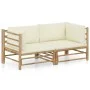 Gartenmöbel-Set 2-teilig aus Bambus und cremeweißen Kissen von vidaXL, Gartensets - Ref: Foro24-3058201, Preis: 284,54 €, Rab...