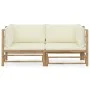 Garden furniture set 2 pieces bamboo and cream white cushions by vidaXL, Garden sets - Ref: Foro24-3058201, Price: 284,54 €, ...
