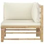 Garden furniture set 2 pieces bamboo and cream white cushions by vidaXL, Garden sets - Ref: Foro24-3058201, Price: 284,54 €, ...