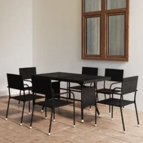 7-Piece Black Synthetic Rattan Garden Dining Set by vidaXL, Garden sets - Ref: Foro24-3059446, Price: 281,52 €, Discount: %