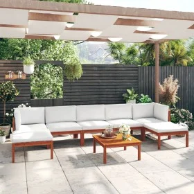 Garden furniture 8 pcs cream cushions solid acacia wood by vidaXL, Garden sets - Ref: Foro24-3057906, Price: 787,19 €, Discou...
