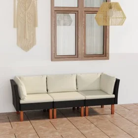 3-seater garden sofa with black synthetic rattan cushions by vidaXL, Garden sets - Ref: Foro24-3059729, Price: 231,13 €, Disc...