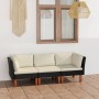 3-seater garden sofa with black synthetic rattan cushions by vidaXL, Garden sets - Ref: Foro24-3059729, Price: 234,05 €, Disc...