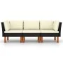 3-seater garden sofa with black synthetic rattan cushions by vidaXL, Garden sets - Ref: Foro24-3059729, Price: 231,13 €, Disc...