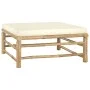 Set de muebles de jardín 9 piezas bambú y cojines blanco crema de vidaXL, Conjuntos de jardín - Ref: Foro24-3058229, Precio: ...