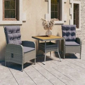 Muebles de jardín 3 piezas ratán sintético gris madera acacia de vidaXL, Conjuntos de jardín - Ref: Foro24-3058523, Precio: 4...