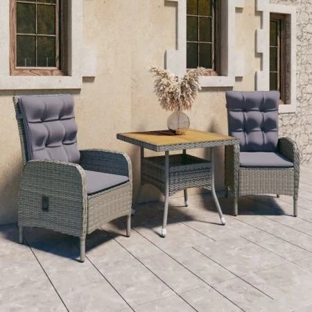 Garden furniture 3 pieces synthetic rattan gray acacia wood by vidaXL, Garden sets - Ref: Foro24-3058523, Price: 393,12 €, Di...