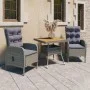 Garden furniture 3 pieces synthetic rattan gray acacia wood by vidaXL, Garden sets - Ref: Foro24-3058523, Price: 393,12 €, Di...