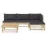 5-teiliges Gartenmöbel-Set aus Bambus mit dunkelgrauen Kissen von vidaXL, Gartensets - Ref: Foro24-3058192, Preis: 414,73 €, ...
