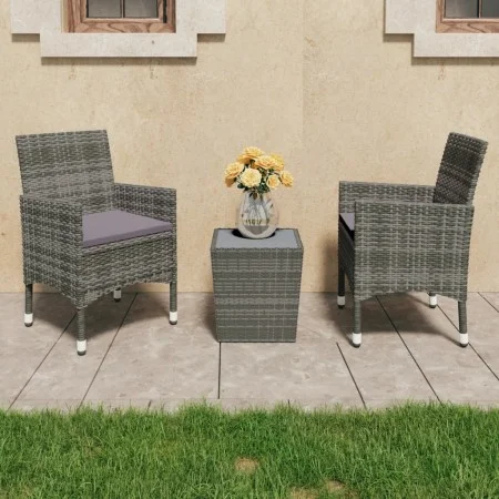 Gartenmöbel 3-teilig, synthetisches Rattan, graues Hartglas von vidaXL, Gartensets - Ref: Foro24-3058359, Preis: 172,24 €, Ra...