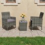 Garden furniture 3 pieces synthetic rattan gray tempered glass by vidaXL, Garden sets - Ref: Foro24-3058359, Price: 167,96 €,...