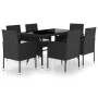 7-Piece Black Synthetic Rattan Garden Dining Set by vidaXL, Garden sets - Ref: Foro24-3059419, Price: 353,79 €, Discount: %
