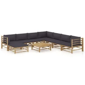 9-piece bamboo garden furniture set with dark gray cushions by vidaXL, Garden sets - Ref: Foro24-3058230, Price: 912,09 €, Di...