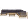 9-teiliges Gartenmöbel-Set aus Bambus mit dunkelgrauen Kissen von vidaXL, Gartensets - Ref: Foro24-3058230, Preis: 926,65 €, ...