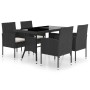 5-Piece Black Synthetic Rattan Garden Dining Set by vidaXL, Garden sets - Ref: Foro24-3059416, Price: 246,13 €, Discount: %