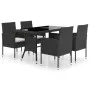 5-Piece Black Synthetic Rattan Garden Dining Set by vidaXL, Garden sets - Ref: Foro24-3059416, Price: 269,91 €, Discount: %