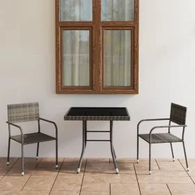 Set comedor jardín 3 pzas ratán sintético gris antracita y gris de vidaXL, Conjuntos de jardín - Ref: Foro24-3059441, Precio:...