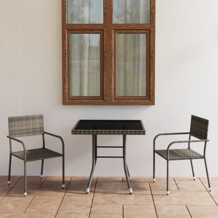Garten-Essgruppe 3-teilig anthrazitgrau und graues synthetisches Rattan von vidaXL, Gartensets - Ref: Foro24-3059441, Preis: ...