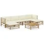 Gartenmöbel-Set 7-teilig aus Bambus und cremeweißen Kissen von vidaXL, Gartensets - Ref: Foro24-3058231, Preis: 714,48 €, Rab...