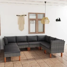 8-piece garden furniture set and gray synthetic rattan cushions by vidaXL, Garden sets - Ref: Foro24-3059719, Price: 550,10 €...