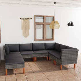 8-teiliges Gartenmöbel-Set und graue synthetische Rattankissen von vidaXL, Gartensets - Ref: Foro24-3059719, Preis: 557,45 €,...
