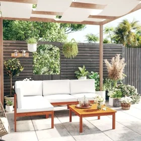 Gartenmöbel 5 Stück cremefarbene Kissen aus massivem Akazienholz von vidaXL, Gartensets - Ref: Foro24-3057902, Preis: 469,73 ...