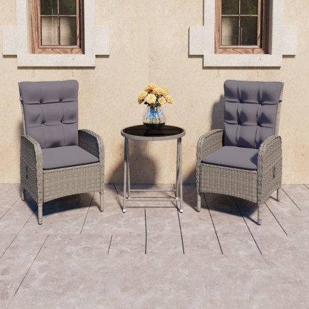 Gartentisch und Stühle 3 Stück synthetisches Rattan und graues Glas von vidaXL, Gartensets - Ref: Foro24-3058538, Preis: 299,...
