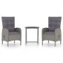 Garden table and chairs set, 3 pieces, synthetic rattan and gray glass by vidaXL, Garden sets - Ref: Foro24-3058538, Price: 3...