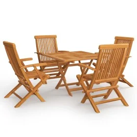 Juego de comedor para jardín 5 piezas madera maciza teca by vidaXL, Garden sets - Ref: Foro24-3059584, Price: 417,14 €, Disco...