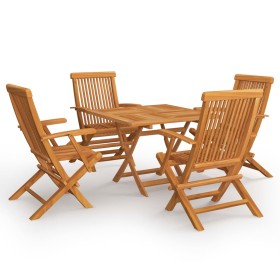 Juego de comedor para jardín 5 piezas madera maciza teca by vidaXL, Garden sets - Ref: Foro24-3059584, Price: 447,13 €, Disco...
