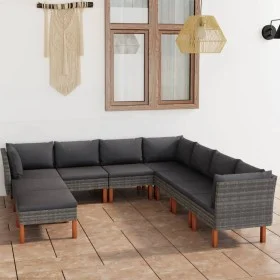 9-piece garden furniture set and gray synthetic rattan cushions by vidaXL, Garden sets - Ref: Foro24-3059721, Price: 660,83 €...