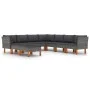 9-teiliges Gartenmöbel-Set und graue synthetische Rattankissen von vidaXL, Gartensets - Ref: Foro24-3059721, Preis: 660,72 €,...