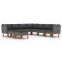 9-teiliges Gartenmöbel-Set und graue synthetische Rattankissen von vidaXL, Gartensets - Ref: Foro24-3059721, Preis: 668,53 €,...