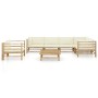 Garden furniture set 7 pieces bamboo and cream white cushions by vidaXL, Garden sets - Ref: Foro24-3058247, Price: 849,72 €, ...