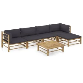 6-piece bamboo garden furniture set with dark gray cushions by vidaXL, Garden sets - Ref: Foro24-3058238, Price: 548,21 €, Di...