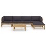 6-piece bamboo garden furniture set with dark gray cushions by vidaXL, Garden sets - Ref: Foro24-3058238, Price: 537,92 €, Di...