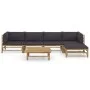 6-piece bamboo garden furniture set with dark gray cushions by vidaXL, Garden sets - Ref: Foro24-3058238, Price: 548,21 €, Di...