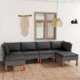 6-teiliges Gartenmöbel-Set und graue synthetische Rattankissen von vidaXL, Gartensets - Ref: Foro24-3059714, Preis: 408,31 €,...