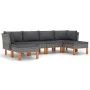6-teiliges Gartenmöbel-Set und graue synthetische Rattankissen von vidaXL, Gartensets - Ref: Foro24-3059714, Preis: 408,31 €,...
