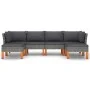 6-teiliges Gartenmöbel-Set und graue synthetische Rattankissen von vidaXL, Gartensets - Ref: Foro24-3059714, Preis: 408,31 €,...