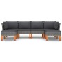 Set de muebles de jardín 6 pzas y cojines ratán sintético gris