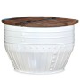 Mesa de centro forma de barril madera maciza reciclada blanco