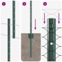 Reja con postes Verde 1.5 x 10 m Acero