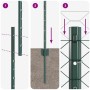 Reja con postes Verde 1.5 x 10 m Acero