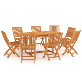 Conjunto de comedor de jardín 9 piezas madera maciza de teca